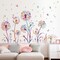 Colorful Blowing Dandelion Wall Decals Flying Flowers Butterflies Floral Peel (Multi)